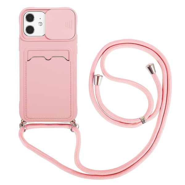 iPhone 12 - Stylish Practical Silicone Case with Card Slot Röd