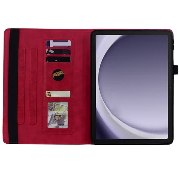 Samsung Galaxy Tab A9+ / A11+ Embossed Calf Texture Leather Case Röd