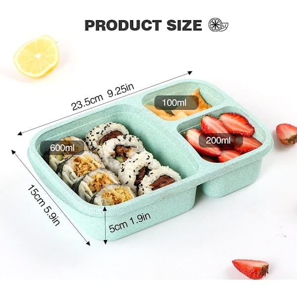 Madpakke Bento Madkasser, 3 Rum, Madkasse til Børn, Genanvendelige Madopbevaringsbeholdere