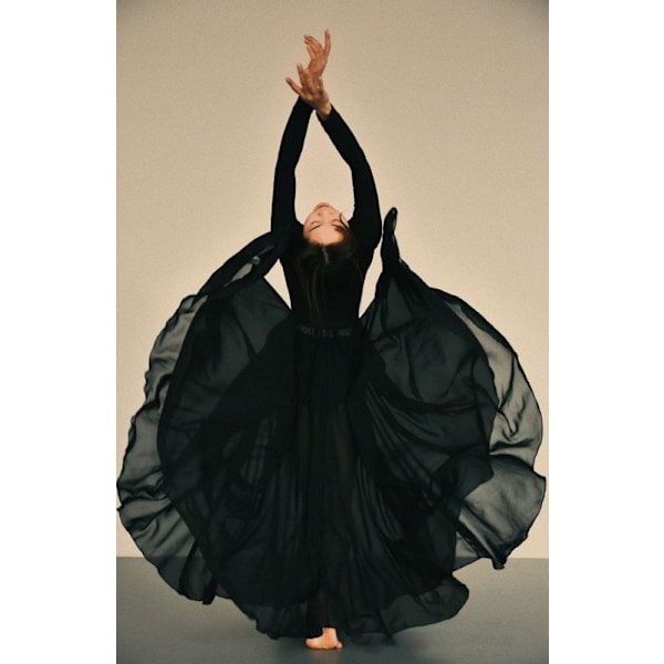 720 Silkeagtig Tynd Chiffon Elastisk Talje Lang Danse Nederdel til Mavedans Rød Rød 90cm