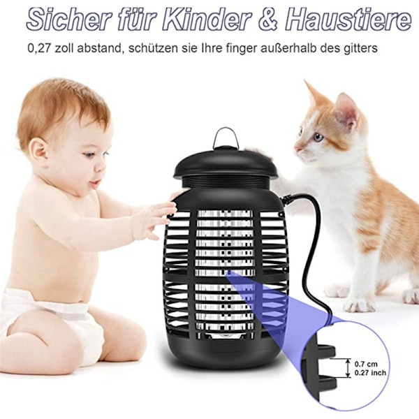 Bug Zapper utomhus med ljus, elektrisk myggzapper, insektsflugzapper utomhus inomhus, i myggdödare för uteplats gård