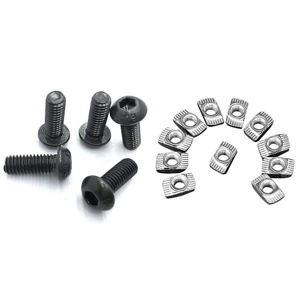 100 Pcs M5 Hammer Nut T Fastener Sliding Nut & 50 Pcs M5x8mm Button Head Hex Socket Cap Screw Bolt