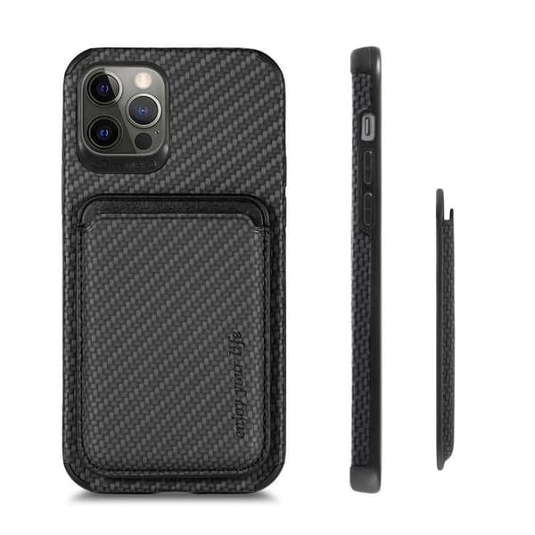iPhone 12 Pro Max Støtsikkert deksel med magnetisk kortholder Magsafe RFID Svart black