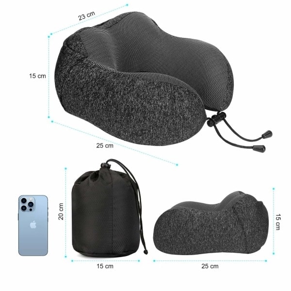 Nackkudde i memory foam, resekudde med huva - WELLNGS