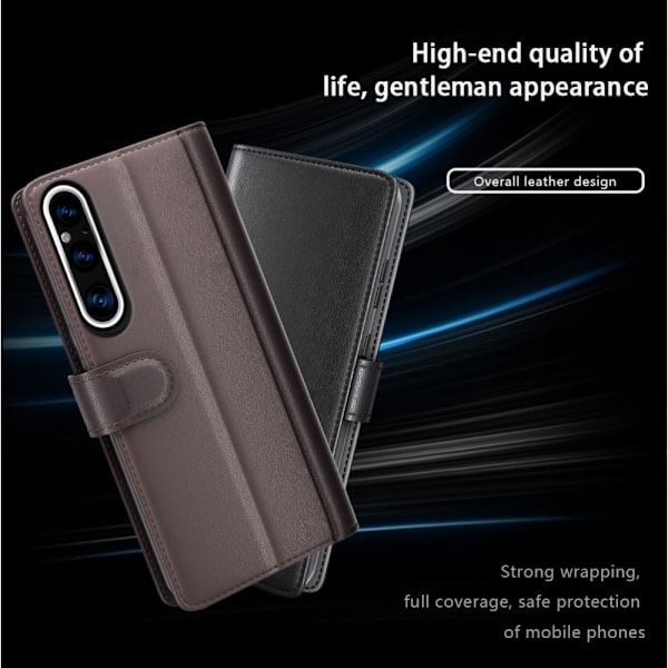 Sony Xperia 1 V Etui Premium Spaltlæder Sort