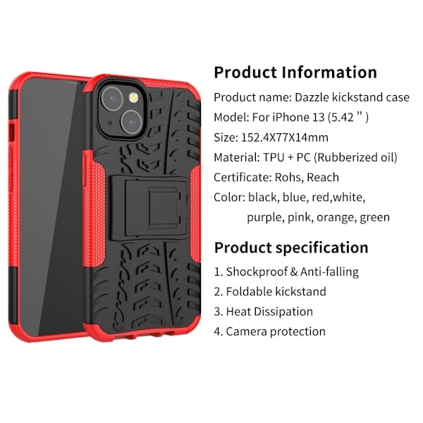 iPhone 13 Skal, Extremt Stöttåligt med Stöd, Orange