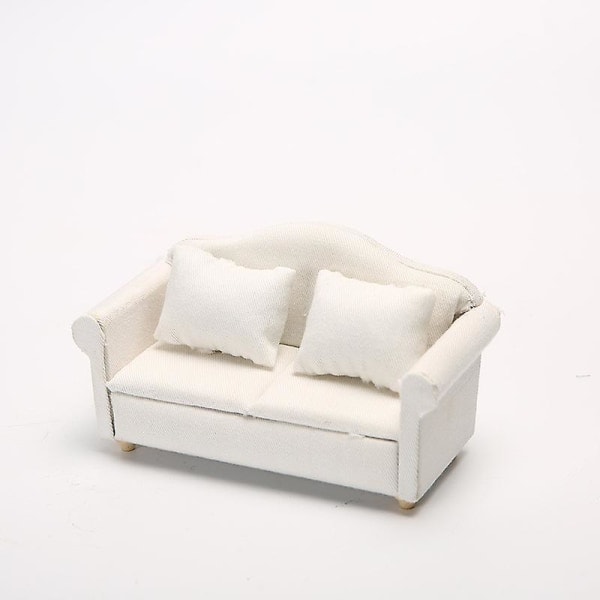 Dockskåp Miniatyr Soffa Modell Mini Soffgrupp Miniatyr Soffa Med Kuddar För 1/12 Dockskåp Vit 13.5X7.2X6.4CM Vit 13.5X7.2X6.4CM