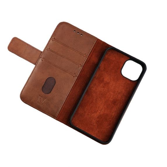 RV Wallet Case Genuine Leather - iPhone 12 Mini - Brown