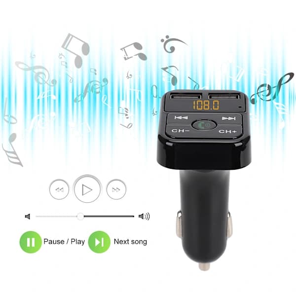 B2 MP3 Auto Bluetooth Handsfree Autosoitin FM-lähetin USB-lataus (Musta)[co]