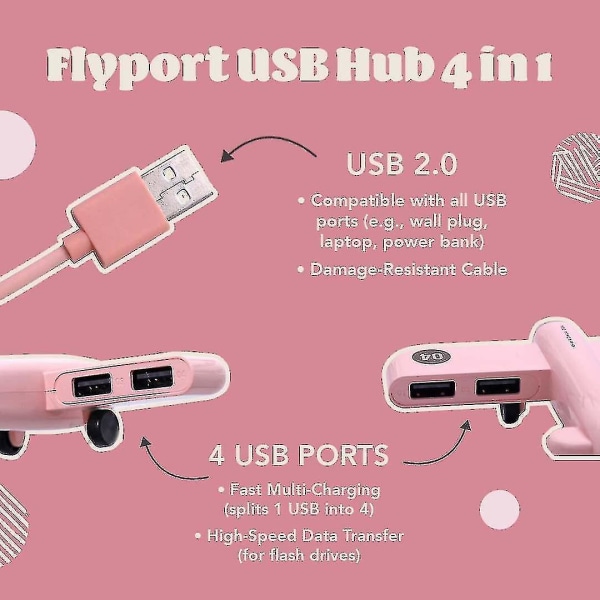 Søt USB-hub, mini USB-hub for PC, 4-porters USB-hub, interessante skrivebordstilbehør