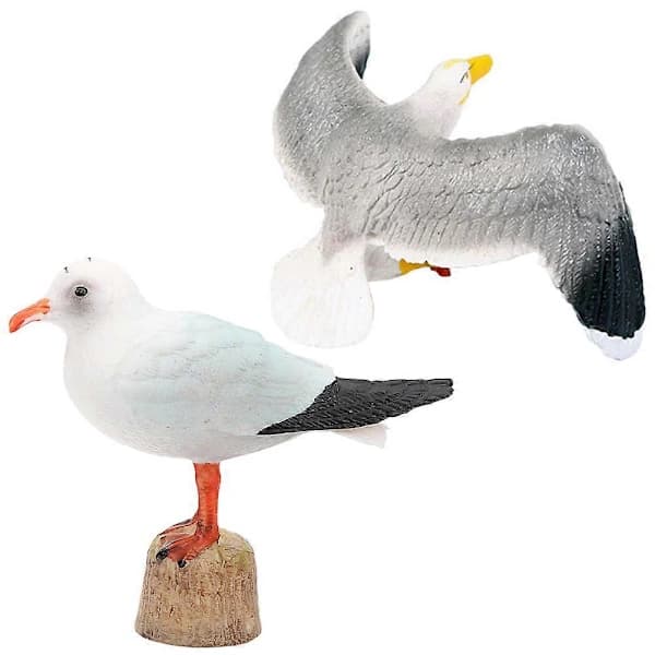 2 stk. Måkefigurer Måkestatue Måkeskulptur Hagefugl Dyrestatue 9X7X3CM
