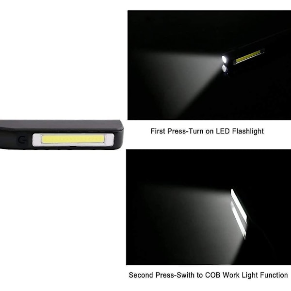Genopladelig LED-arbejdslampe, 2 stk. 350 lumen COB mekaniker lommelygte ultra kraftig lommelygte inspektionslampe