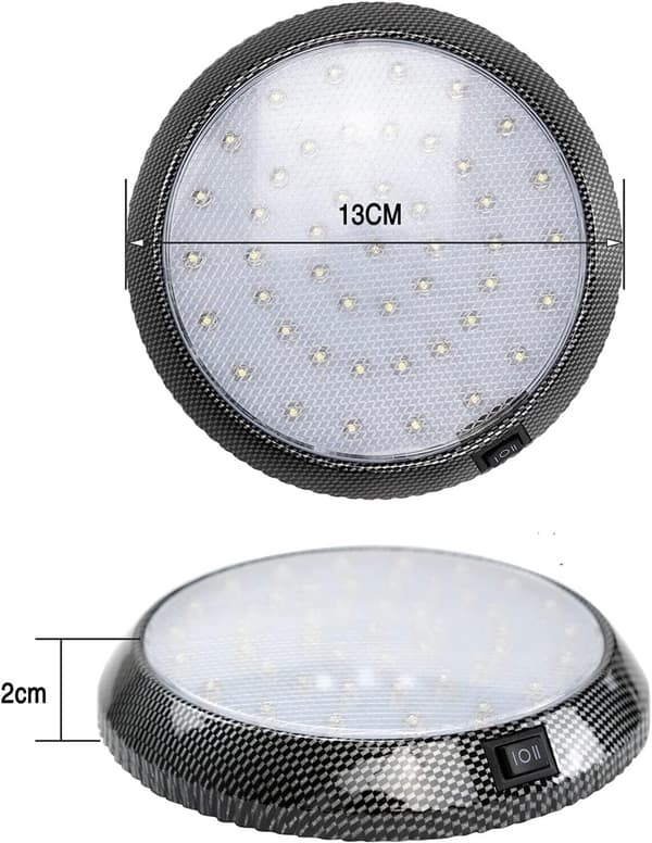 4-pack 12V 46-LED RV Taklampor med strömbrytare, kolfiberhölje, Husbilsinteriörbelysning, 4,7 x 0,8 tum