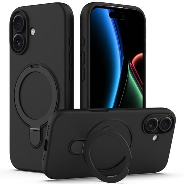 iPhone 17 Cover - Flydende Silikone med MagSafe Magnetisk Ringholder