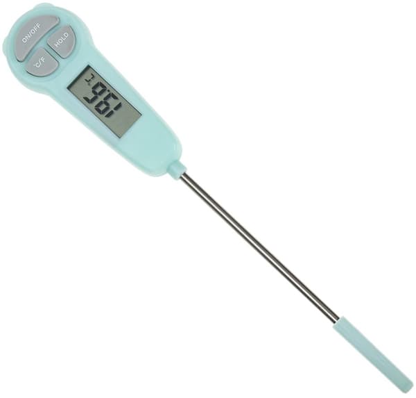 Digitalt Madtermometer med LCD-skærm, Instant Aflæsning Kødtermometer i Rustfrit Stål til Ovn, Mælk, Køkkenbagning, BBQ