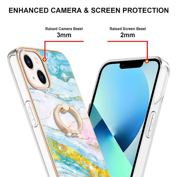 iPhone 15 Cover Ring Marmor Grøn