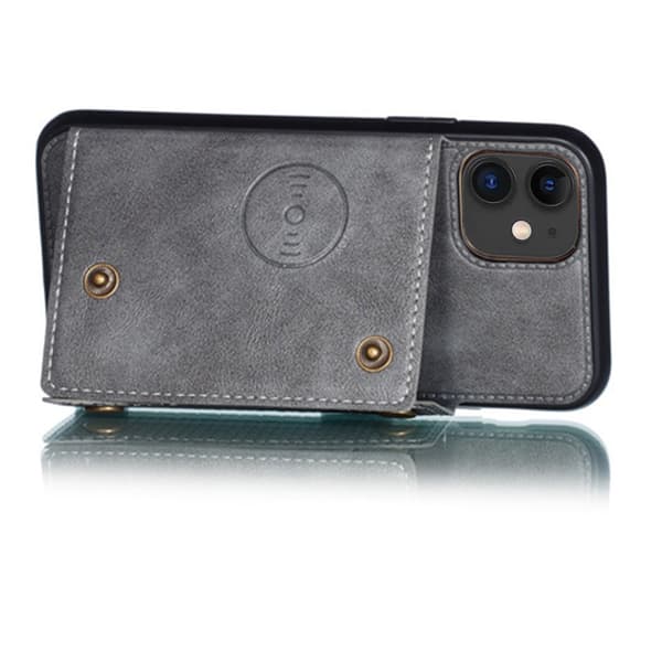 iPhone 12 Mini - Stylish Retro Case with Card Holder Ljusbrun