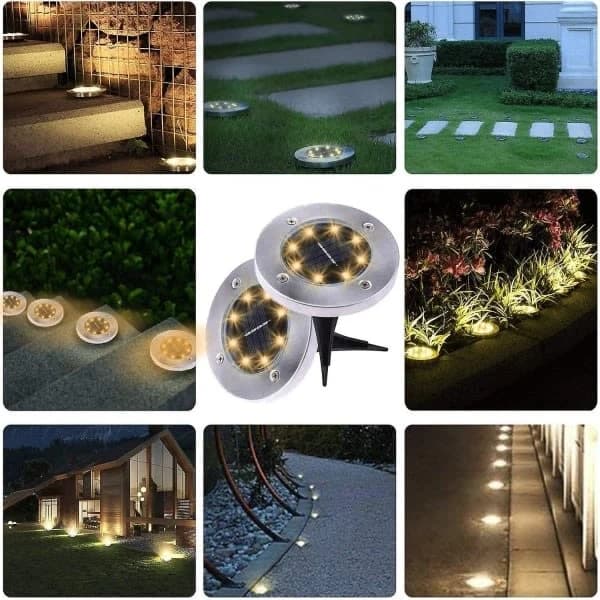 Utendørs solcellelamper 8 LED solcellelamper utendørs gulvlampe utendørs gulvlamper hagelamper Ip65 (8 varmhvit)-