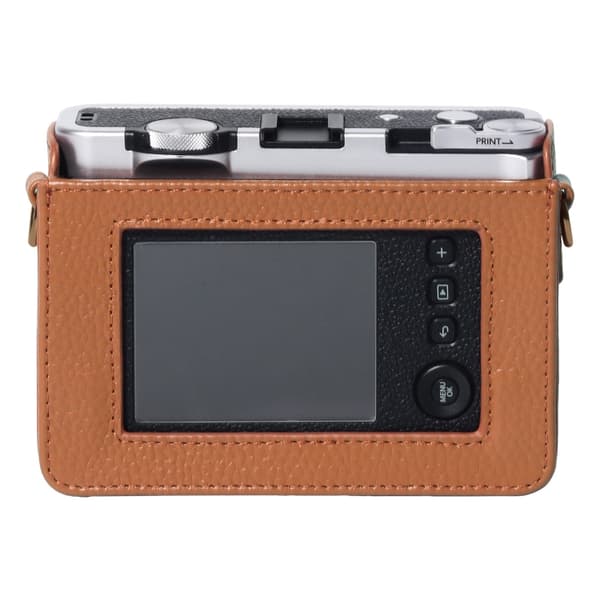 For FUJIFILM instax mini Evo Full Body Camera Genuine Leather Case Bag with Strap Brun