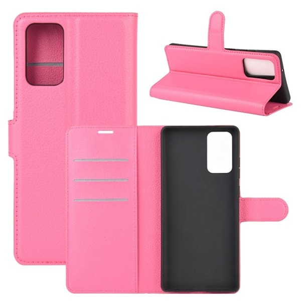 Samsung Galaxy Note 20 - Litchi Plånboksfodral - Rosa Pink Rosa