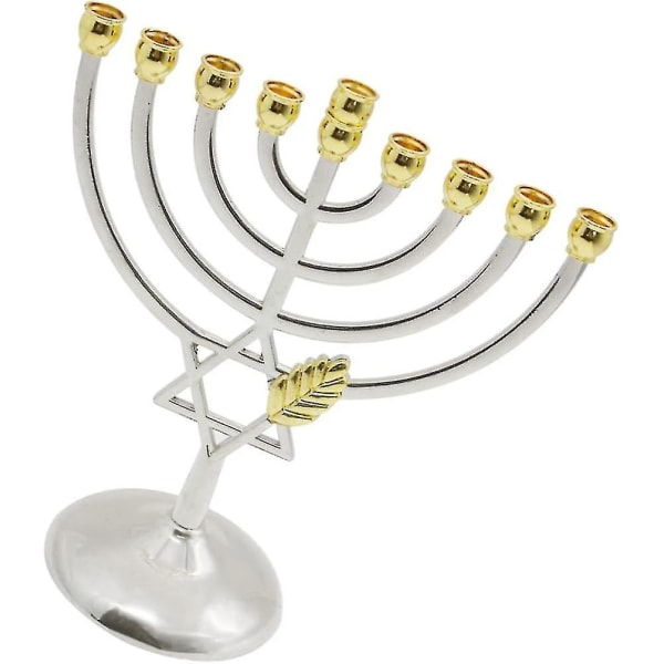 Traditionel klassisk Hanukkah Menorah 9-armet lysestage lysestage metalhåndværk til nytårsfestival Hjemmedekoration TA