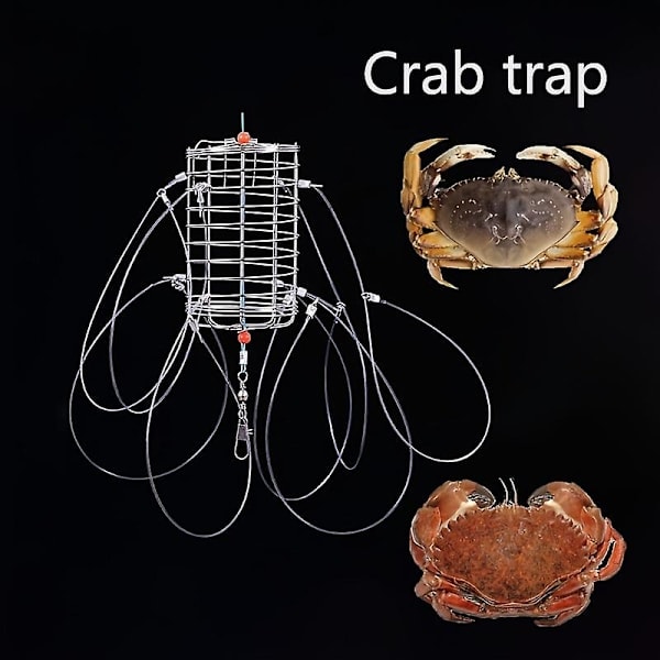 1 stk krabbefelle med flere kroker; Gjenbrukbar agnboks for krabber, reker og hummer utendørs