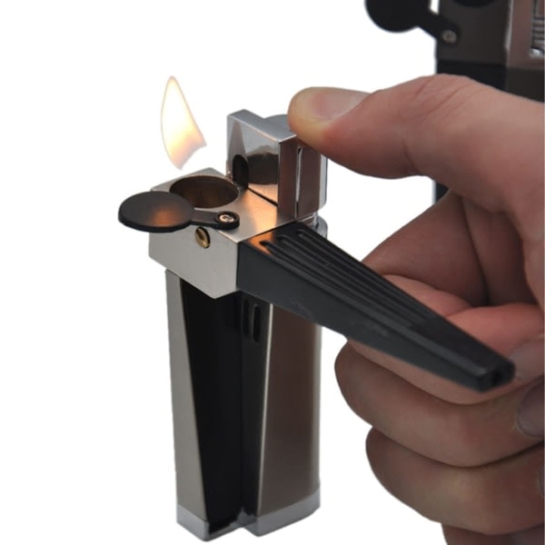 2-i-1 butan genopfyldelig lighter med blød ramme, justerbar multifunktionel gasbrænder, lighter, bærbar foldbar minipibe, campinggrill, pejs