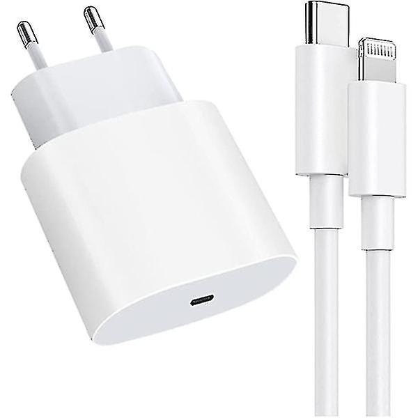 iPhone Hurtigoplader 20w Usb-c Hurtigoplader Med Kabel Hvid