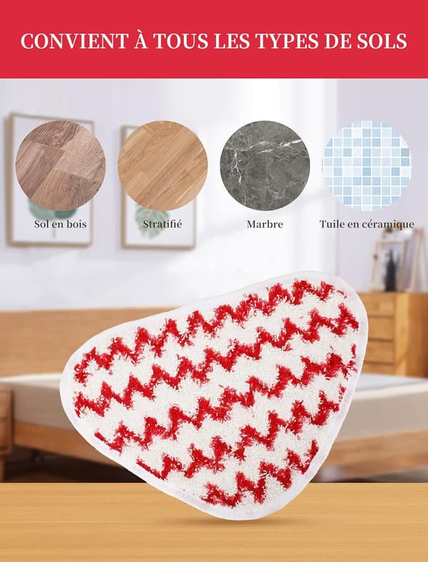 Red 6-pack refill cloths for Power Pads steam mops microfiber