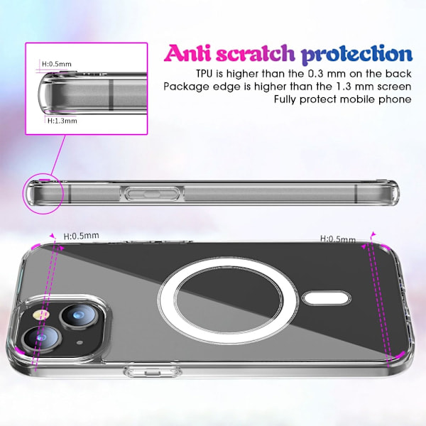 iPhone 15 Plus Skal MagSafe Hybrid Transparent
