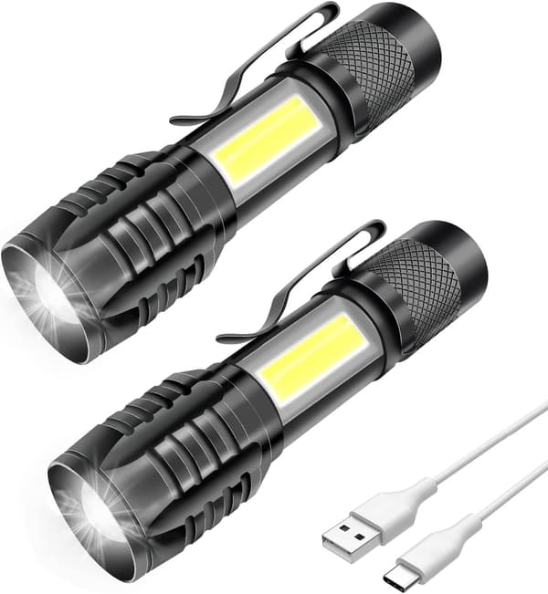 2-pack ladattava LED-taskulamppu, tehokas, ammattikäyttöön