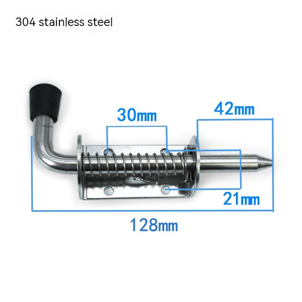 Spring Loaded Dörrlås, 304 Rostfritt Stål Tunn Dörrlås, Borstad Yta (2-pack)