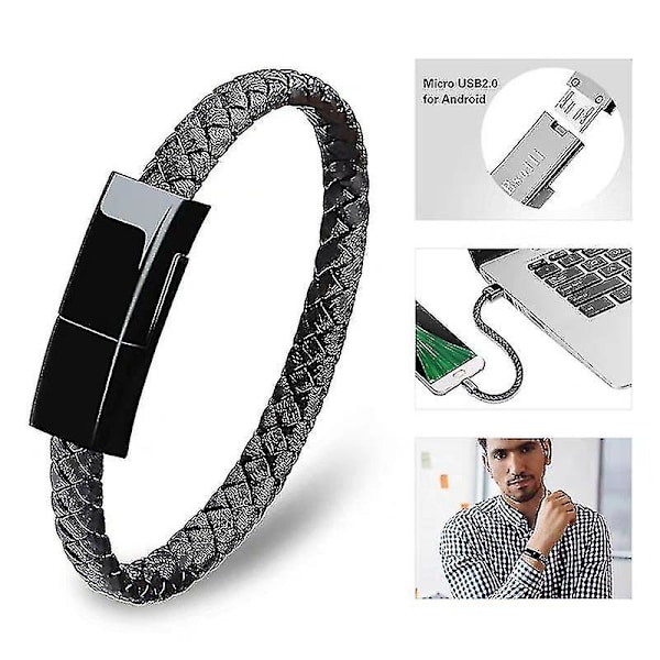 Usb-opladningskabelarmbånd Fashion Wrist Data Charger Cord-