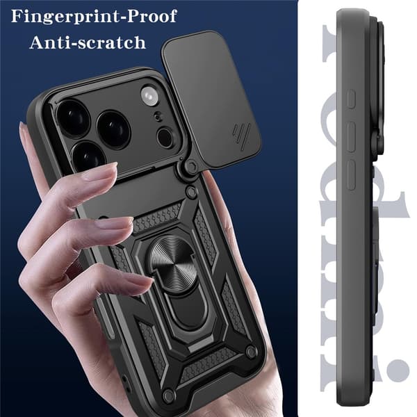 iPhone 17 Pro Max Armor Metalring Kameraskydder Cover - Rød Röd red