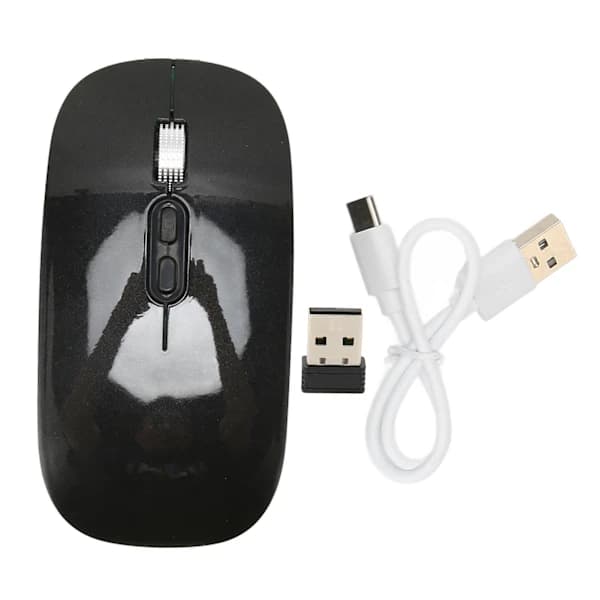 Bluetooth Trådløs Mus Støjsvag Type C Genopladelig 2.4G RGB-lys til Macbook Windows PC Telefon Sort[co]