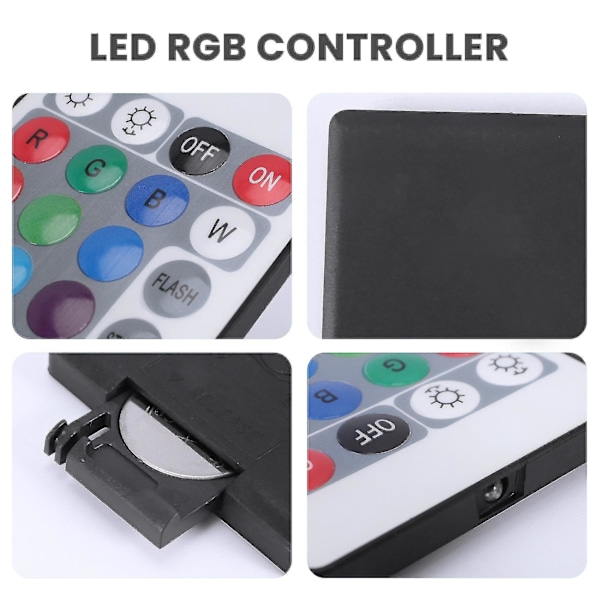 Led Rgb-kontroller, styrning Ir Fb 24 knappar vit 12v