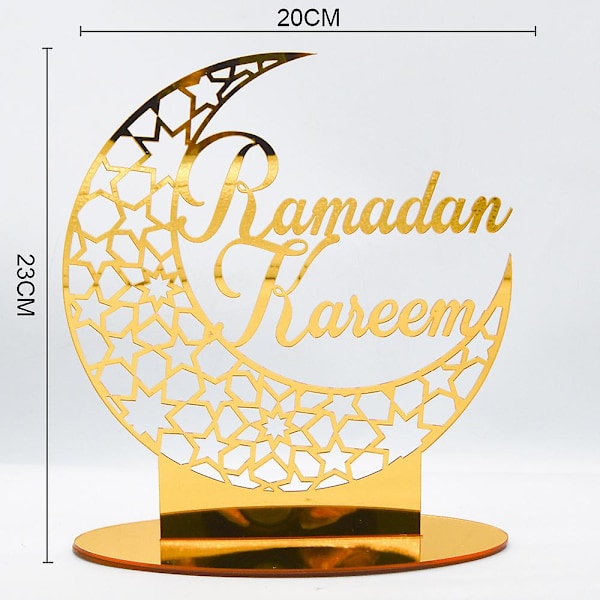 Eid Mubarak Måne Stjerne Ornament Akryl Ramadan Bordpynt for Muslimer Ramadan Mubarak Eid Dekorasjoner