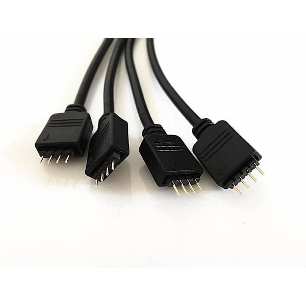 2 stk. svart 4-pinners LED-splitterkabel LED-stripekontakt 4-veis splitter
