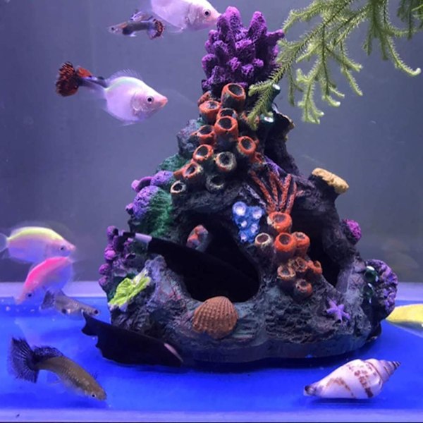Akvariekoral Dekoration Fisk Tank Rock Mountain Cave Ornamenter Til Betta Fisk