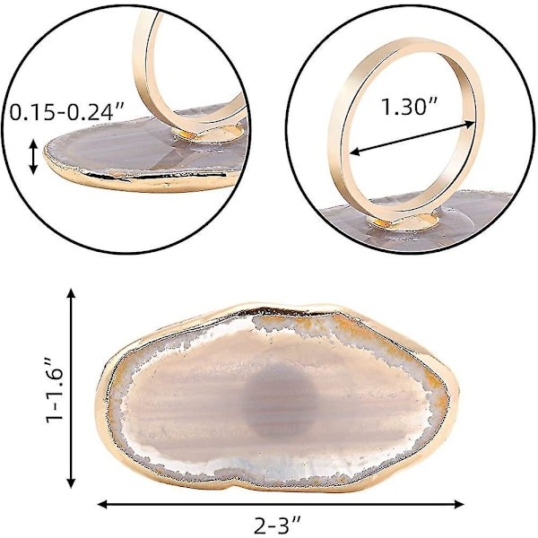 Serviettringer, agatserviettringer, sett med 4 unike, klare serviettholdere i naturlig agat