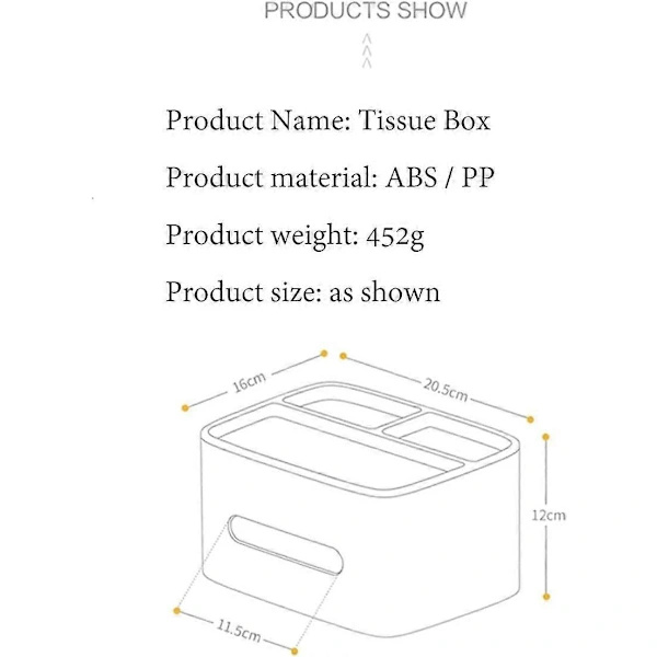 Multifunksjonell Tissue Box, Fjernkontroll- og Tissueholder, Organizer med Tissue Box Blå[co]