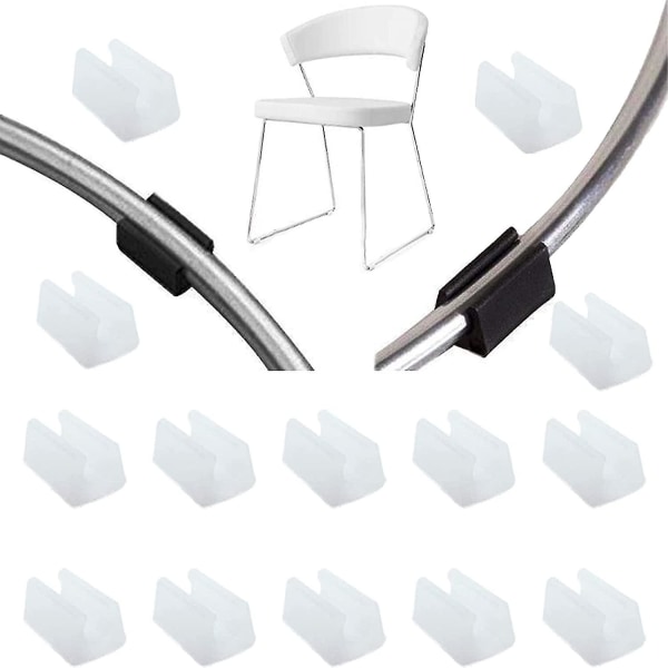 32 stk stolben glideplugg endehette bufferhette stopper møbel gulvbeskytter U-form plast stolhetter (10mm, hvit