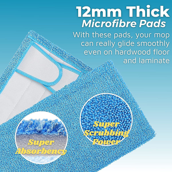 Gjenbrukbare moppeputer for Flash Speedmop Heavy Duty Mikrofiber Våt Tørr Rengjøring Mop Pad Maskinvaskbar Opptil 100x (2-pakning)