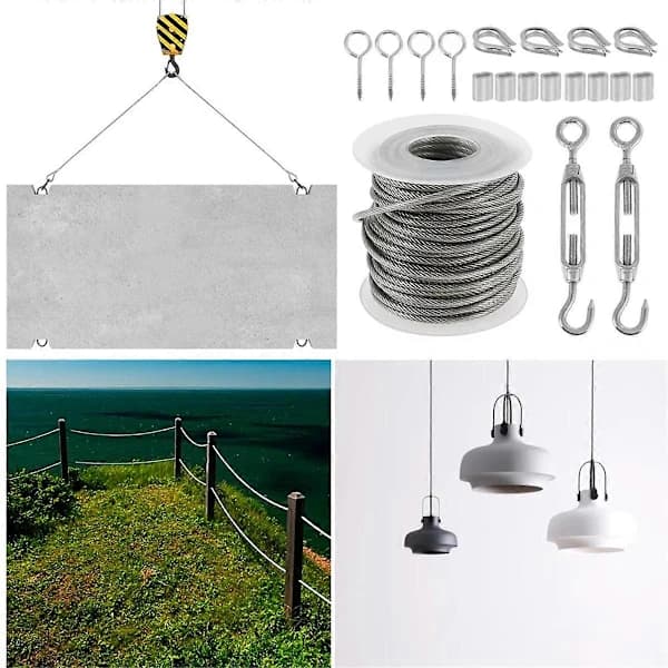 15m Rustfritt Stål Wire Kit Kraftig Hage Wire[co]