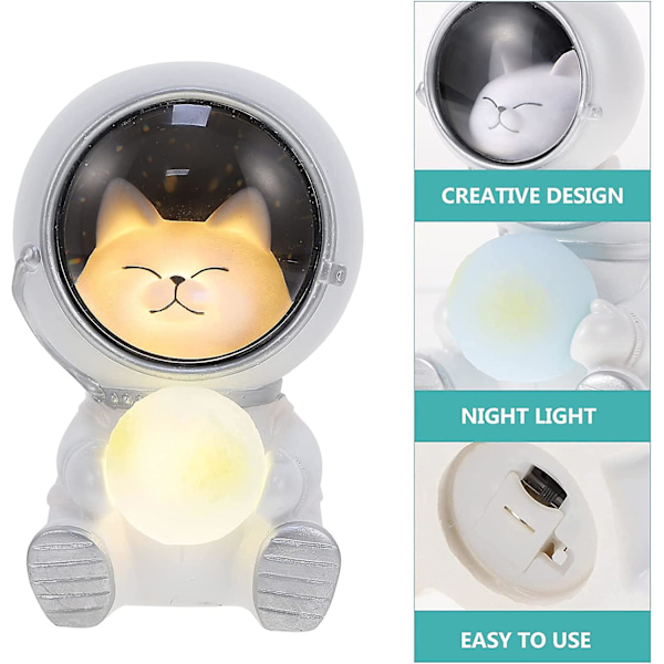 Söt rymdman LED-lampa USB-lampa USB kattformad astronaut bordslampa liten dag natt skrivbordsdekoration