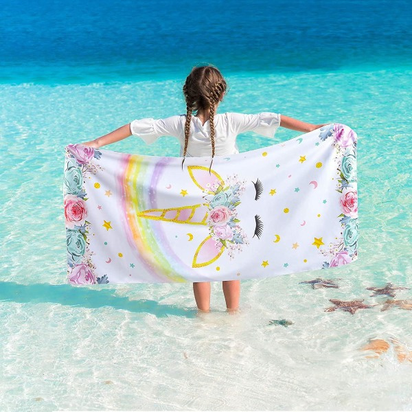 Enhjørning Strandhåndklæde 76152 Mikrofiber Badehåndklæder Børn Håndklæder Vandring Svømmebassin Strand Camping Rejse Badelagner Håndklæder