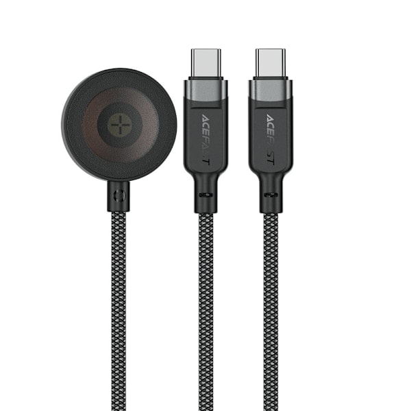 Acefast 100W USB-C - 2x USB-C / Apple Watch Lader Svart