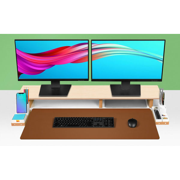 Leather Desk Pad Protector, Mouse Pad, Office Desk Mat, Non-Slip PU Leather Desk Blotter, Laptop Pad