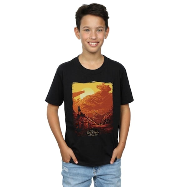 Star Wars: The Force Awakens Gutter Rey Kunstplakat T-skjorte 12-13 Svart 12-13 År