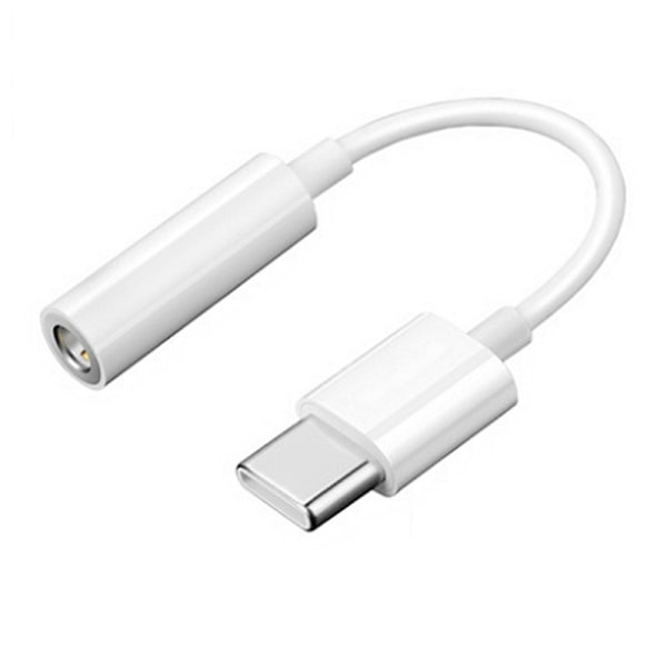 USB-C till 3,5 mm Adapter till Samsung S20 S21 S22 Vit